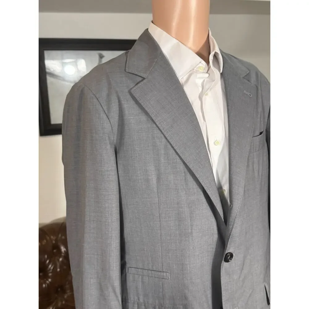 Brunello Cucinelli Gray Wool Silk Blazer Sportcoat 50R 40R EUC Unstructured